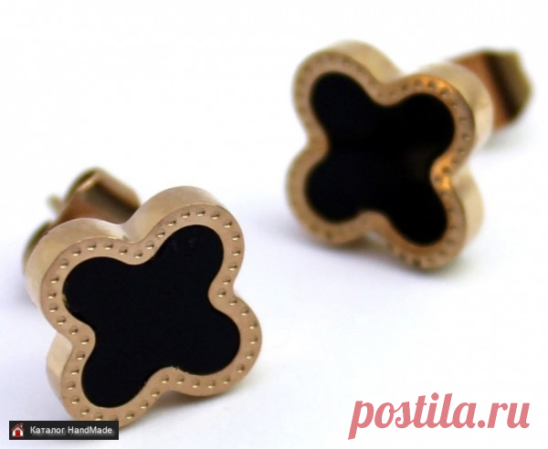 Серьги 'Клевер' нержавеющая сталь акрил ручной работы купить в Минске и Беларуси, цены на HandMade