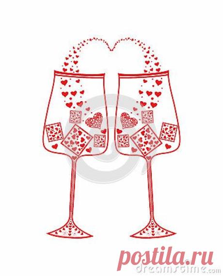 Abstract Wine Glasses With Hearts.love Stock Photo - Image: 30116410