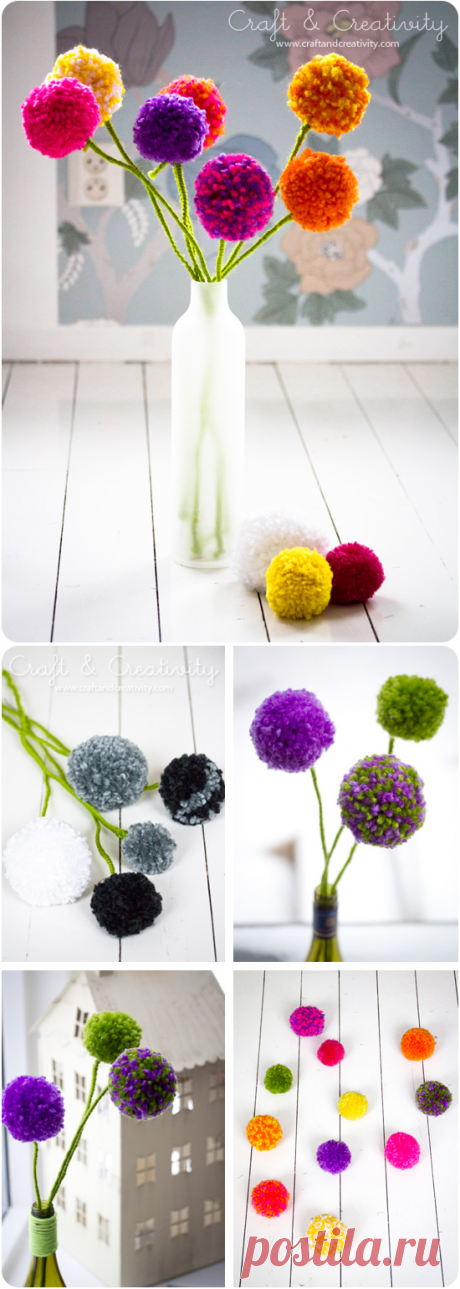 Помпон-blommor – пом пом цветы | ремесла и творчества – Pyssel и DIY