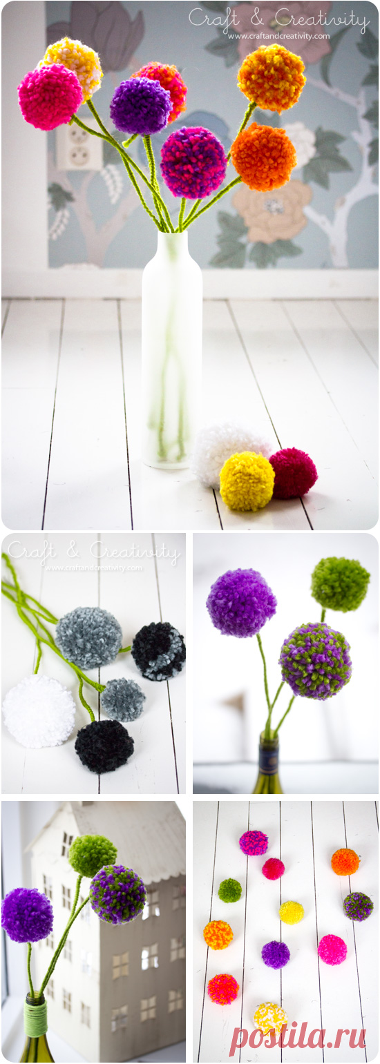 Помпон-blommor – пом пом цветы | ремесла и творчества – Pyssel и DIY