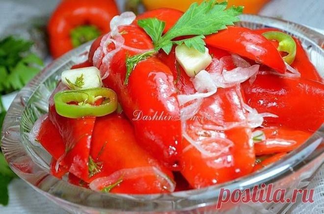 Перчик маринованный с ароматом чесночка — прекрасная закуска