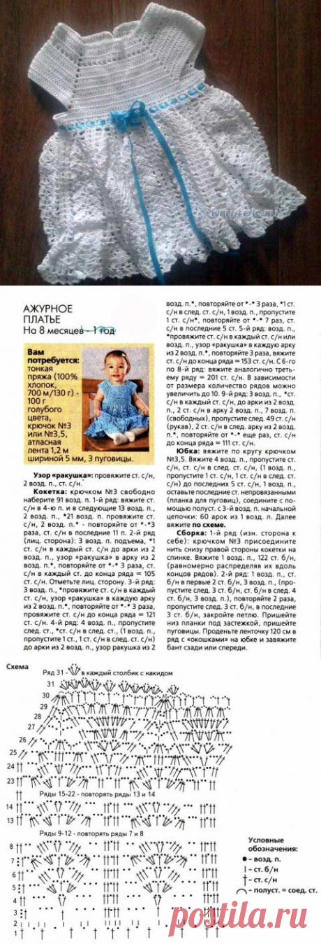 Вязаное платье для девочки — работа Веры - вязание крючком на kru4ok.ru