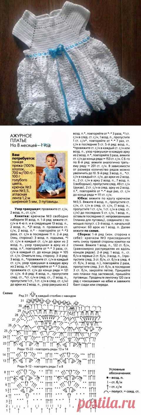 Вязаное платье для девочки — работа Веры - вязание крючком на kru4ok.ru