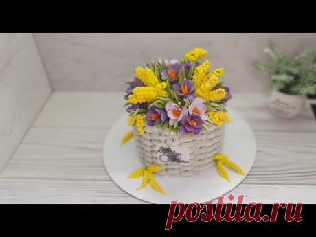 КРОКУСЫ и МИМОЗА из Белкового крема💖 Торт на 8 МАРТА 😍