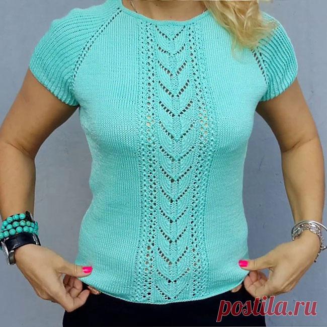 Летний топ спицами с ажуром. Мастер-класс
