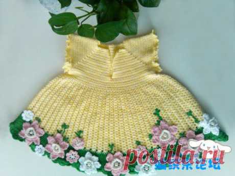 Очаровательное детское платье с цветами/крючком..
