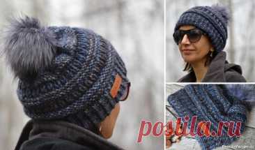 Женская шапка спицами от Denim Beanie. Описание | Вязание спицами аксессуаров Теплая шапка спицами из Lanoso Alpacana