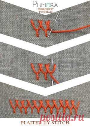 Pumora's embroidery stitch-lexicon: plaited fly stitch tutorial
