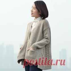 Кабель Вязать Твердые Карманы Свободные Упал Плечо Свитер-Встретиться Ваш Моды