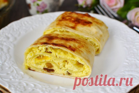 Рулет из лаваша с творогом и изюмом