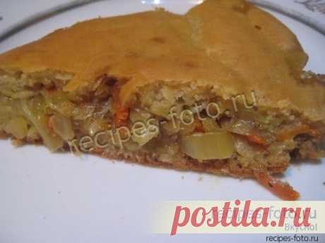 Пирог с капустой на кефире в духовке пошаговый фото рецепт