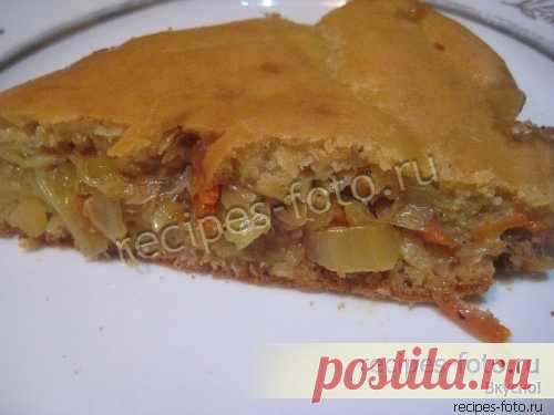 Пирог с капустой на кефире в духовке пошаговый фото рецепт