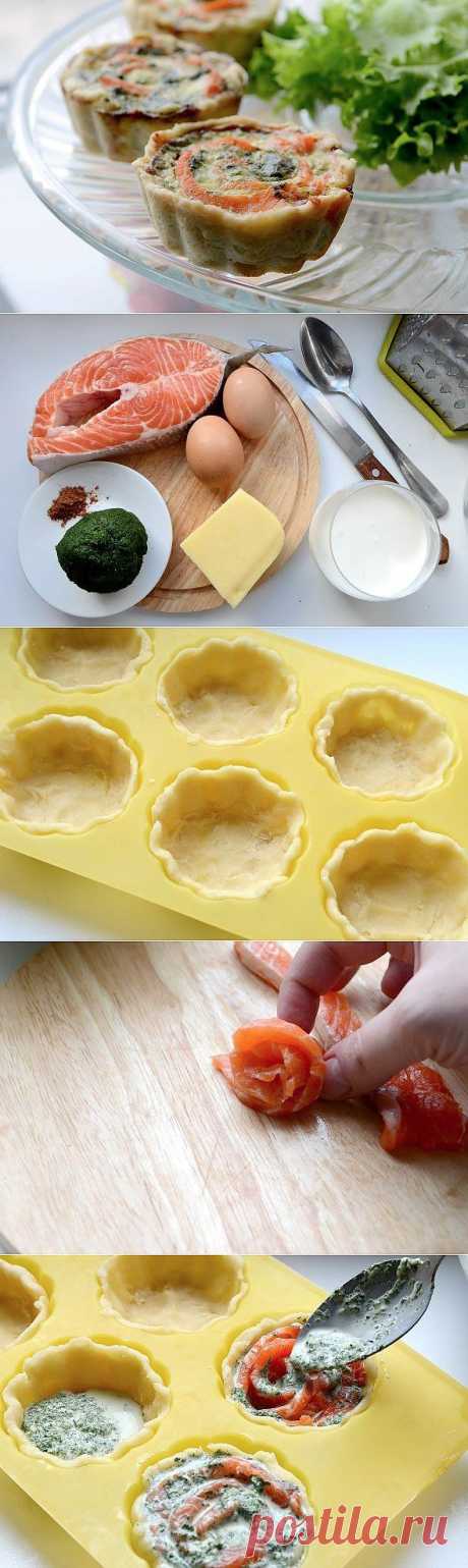 Корзиночки с форелью и шпинатом