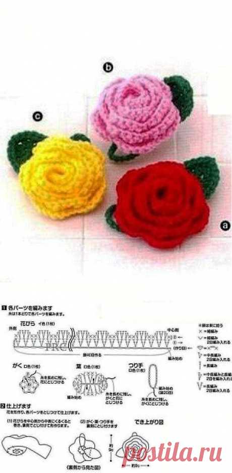 Розы крючком