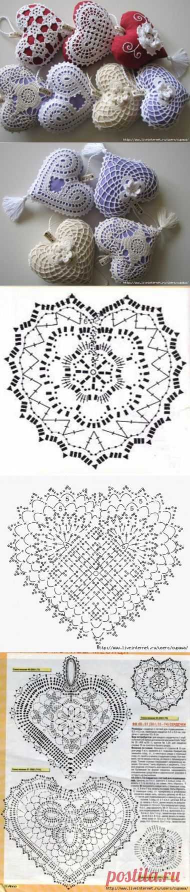 Подарки ко Дню влюбленных: Вязаные сердечки!!! / Вязание крючком / Вязание крючком для начинающих