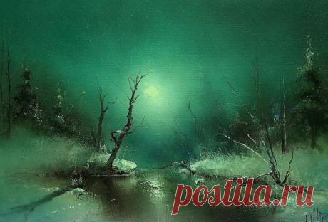 Художник Игорь Медведев. Симфония снега и лунного света