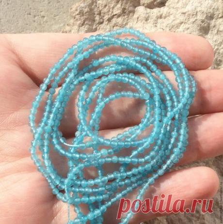 Купить 20 см/ Агат 2,5 мм мини шар голубой бисер камень см.описание и фото