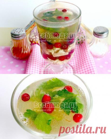 Заливное из курицы с клюквой и ветчиной, рецепт с фото | Все Блюда