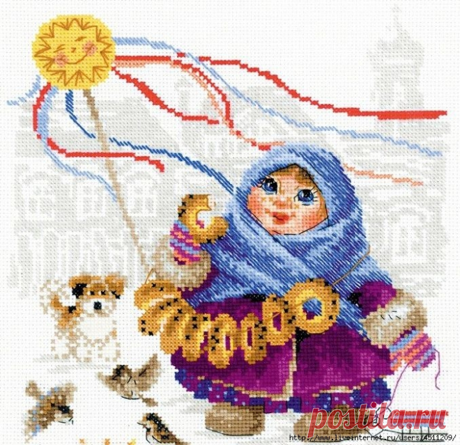 Масленица. Вышивка крестом.