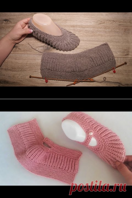 (61) Следки «Лате Меланж» спицами ☕ Slippers «Late Melange» knitting pattern - YouTube