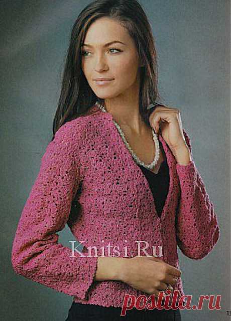 Ажурный жакет цвета фуксии. Вязание для женщин / Жакеты / Крючком
