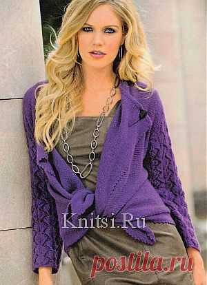 Жакет с ажурными рукавами. Вязание для женщин / Жакеты / Спицами