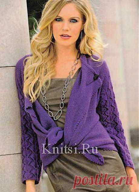Жакет с ажурными рукавами. Вязание для женщин / Жакеты / Спицами