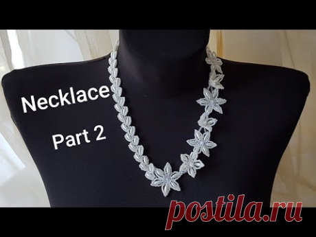 Bead necklace/Pearl necklace/Diy necklace/Necklace with flowers/Колье из бусин бисера/Часть 2