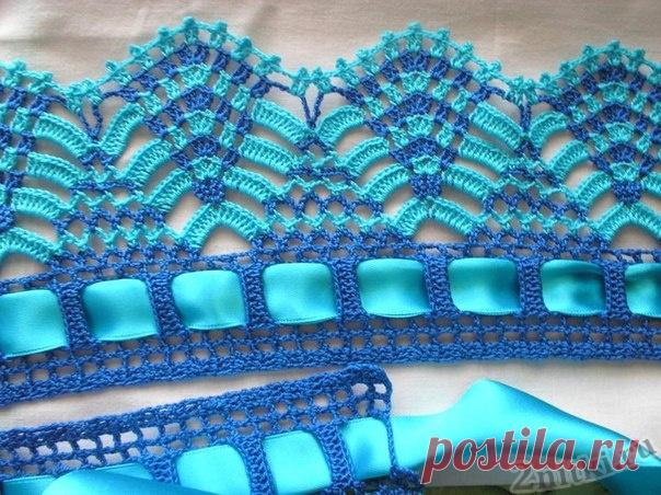 Двухцветная кайма с лентой — Две нитки