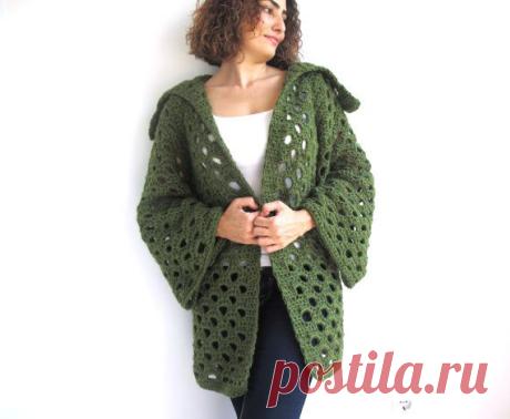 ON SALE St. Patrick's day Green Crochet Cardigan by Afra от afra