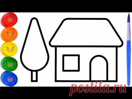 Как нарисовать ДОМИК | Раскраска ДОМ | Раскраски Малышам