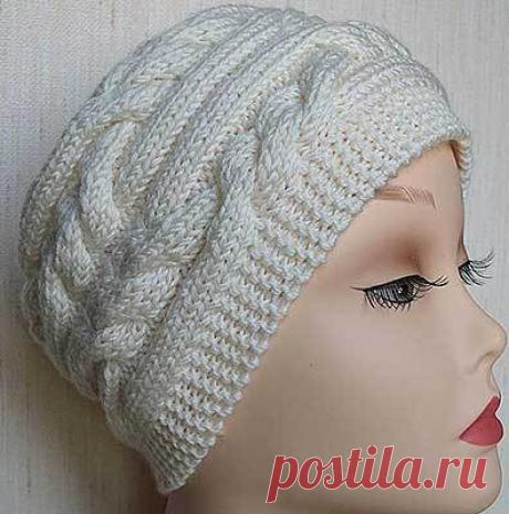 Схема узора для шапки — поперечные косы спицами | Вязание Шапок Спицами и Крючком