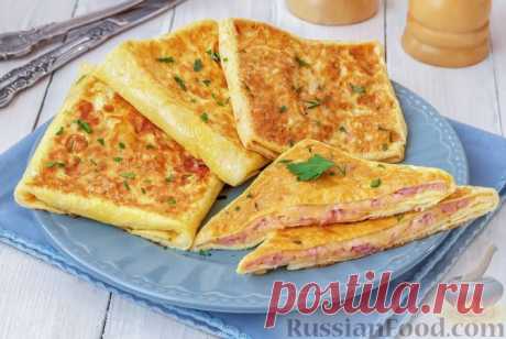 Яичные конвертики с сыром и ветчиной