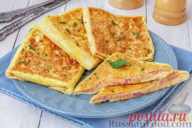 Яичные конвертики с сыром и ветчиной