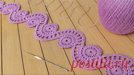Ажурное ЛЕНТОЧНОЕ КРУЖЕВО вязание крючком КАЙМА мастер-класс How to Crochet Lace Tape Ribbon