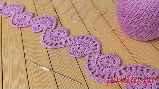 Ажурное ЛЕНТОЧНОЕ КРУЖЕВО вязание крючком КАЙМА мастер-класс How to Crochet Lace Tape Ribbon