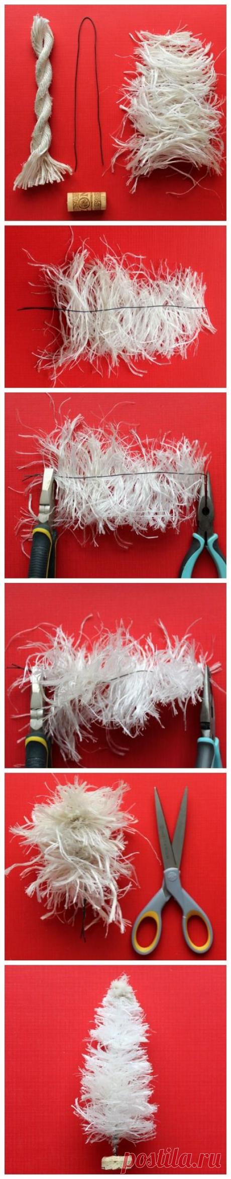 Handmade Bottle Brush Trees with Yarn, Twine, Garland, &amp; Rope