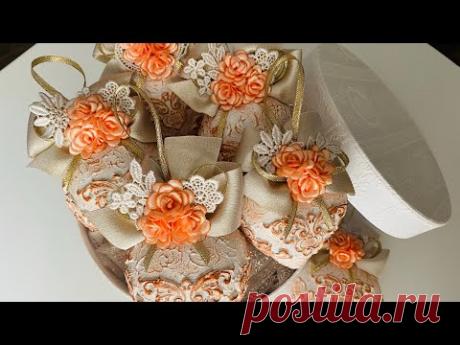 Бантики на елочные игрушки.  💝💝💝. Handmade Christmas balls 🎄🎄🎄