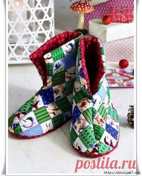 Тапочки-сапожки из ткани. Выкройка