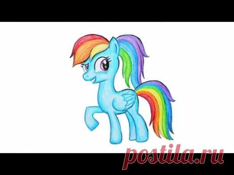 Уроки рисования. Как нарисовать ПОНИ РАДУГУ ДЭШ мелками ArtBerry How to draw pony Rainbow Dash