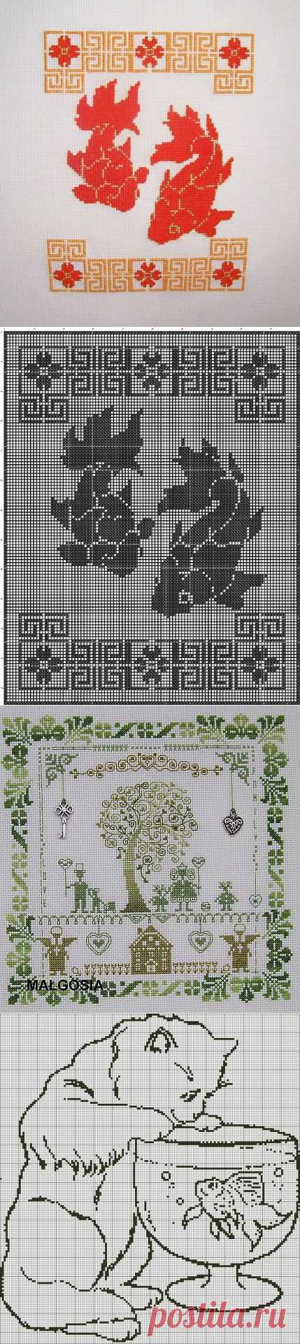 Монохромные схемы для вышивки крестом.
