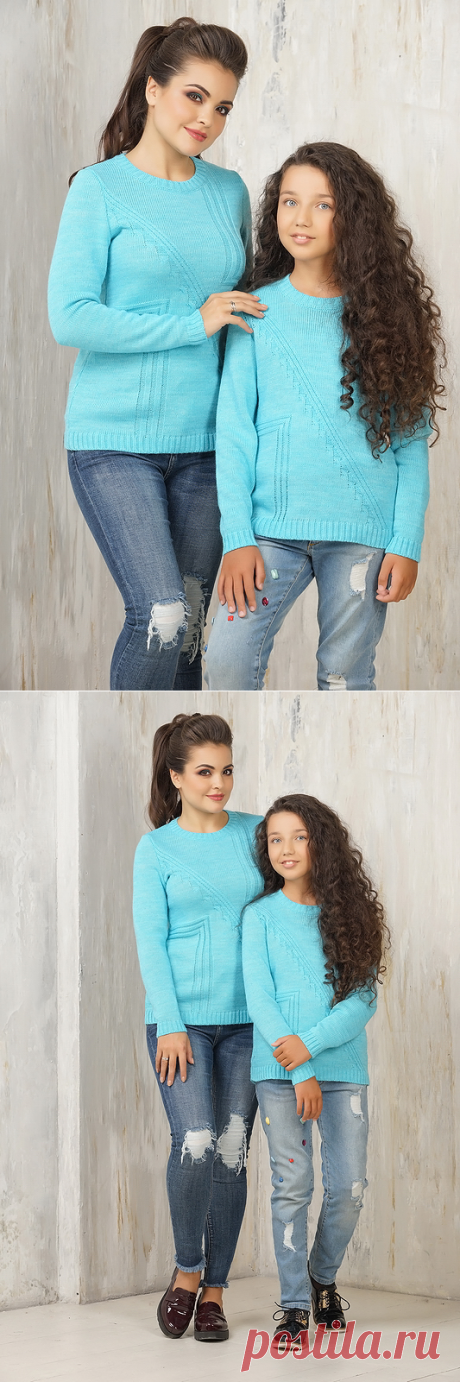 Family Look Зимнее утро от бренда VAY. Комплект: одинаковые джемперы рельефной вязки для мамы и дочки от марки ВЭЙ. Однотонная мягкая пряжа голубого цвета создает позитивное зимнее настроение. Заходите к нам за фэмили лук Зимнее утро. Официальное представительство бренда VAY: купить в розницу в магазине Согревай.ру https://www.sogrevay.ru/family-look/, оптовые закупки на Ньювэй.ру https://www.newvay.ru/family-look/.
