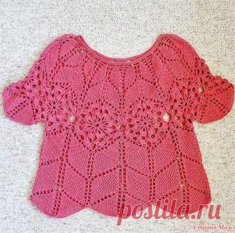 . Цветы и листья. Оригинальная кофточка розового цвета. - Все в ажуре... (вязание крючком) - Страна Мам