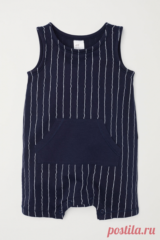 Sleeveless Jersey Jumpsuit | Dark blue/striped | KIDS | H&M US