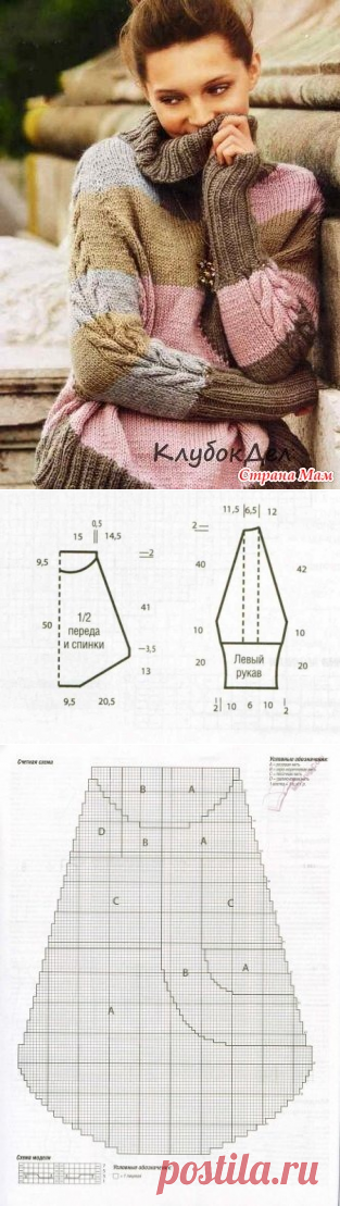 Пончо-пуловер с цветными мотивами - Вязание - Страна Мам