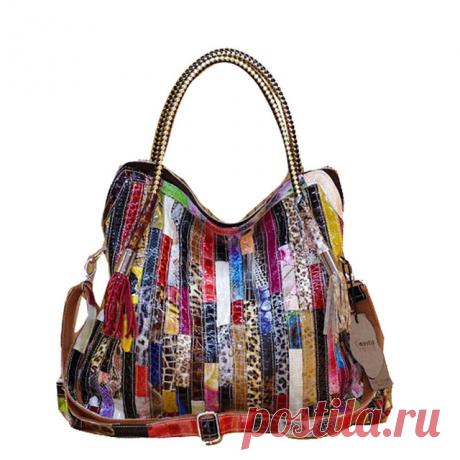 Женская красочная кожаная сумка на ремне через плечо. купить на AliExpress