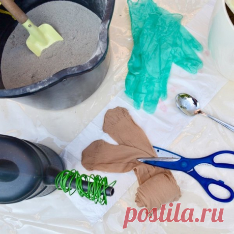 Мастерица заливает бетонный раствор в капроновые колготки и на следующий день получает восхитительную вещь