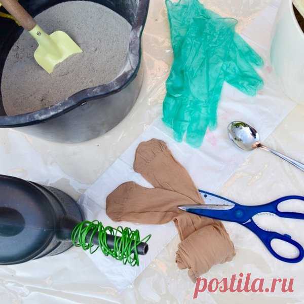 Мастерица заливает бетонный раствор в капроновые колготки и на следующий день получает восхитительную вещь