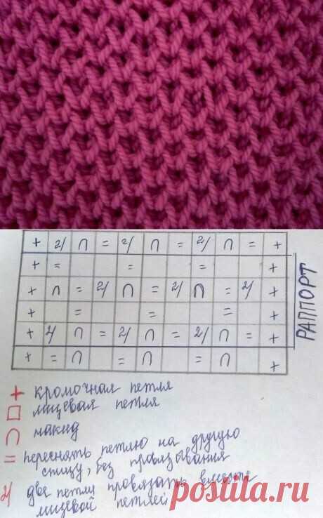 Классически вариант узора "Соты" для спиц.
Для вязания рекомендуем брать спицы № 2,5.