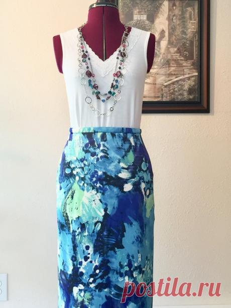 Blue pencil skirt/ Spring skirt/ blue green skirt/ Blue | Etsy